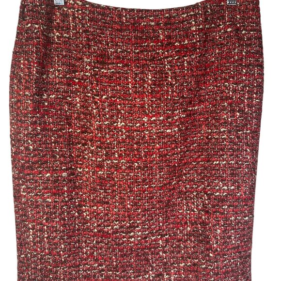 Talbots 8P Red & White Tweed Pencil Skirt - Picture 2 of 13